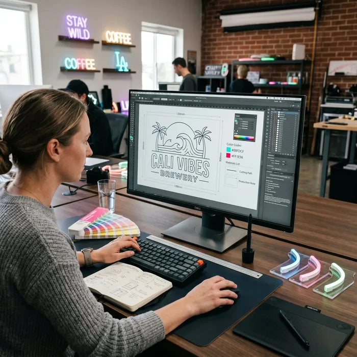 Design und Planung eines LED-Neonschilds am Computer