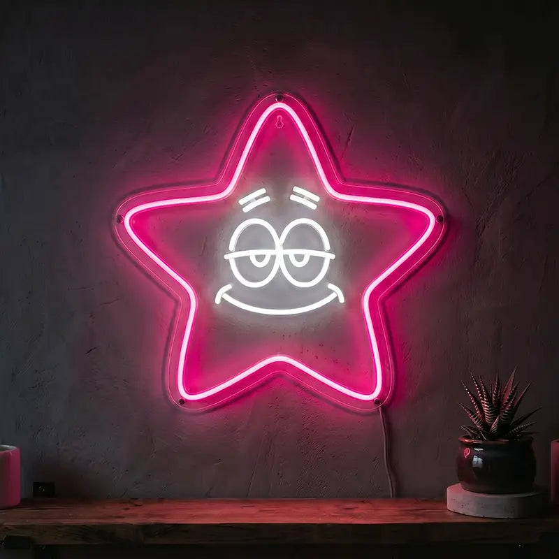 Blumenwolken Neon LED Schild – Bikini Bottom Himmel als pastell-leuchtende Wanddeko