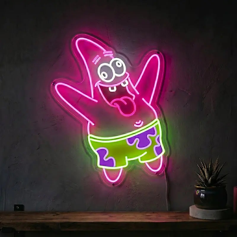 Patrick BumBum Neon LED Schild – Schwammkopf Edition als handgefertigte LED-Deko