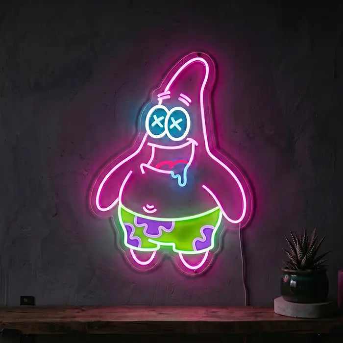 Mr. Patrick Neon LED Schild – SpongeBob Freaks als USB Wanddeko auf 6 mm Acrylglas