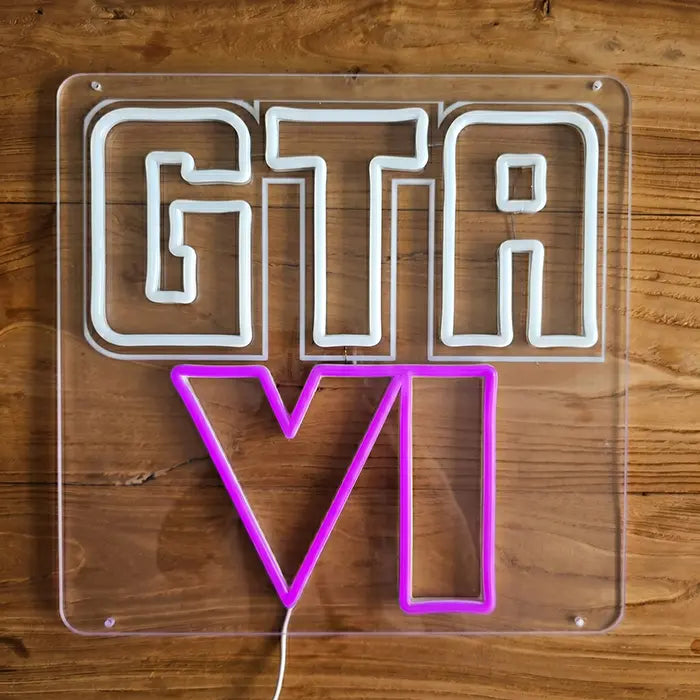 GTA 6 Fan Neon LED Schild – USB Leuchtschild | GTA VI Gaming Wanddeko