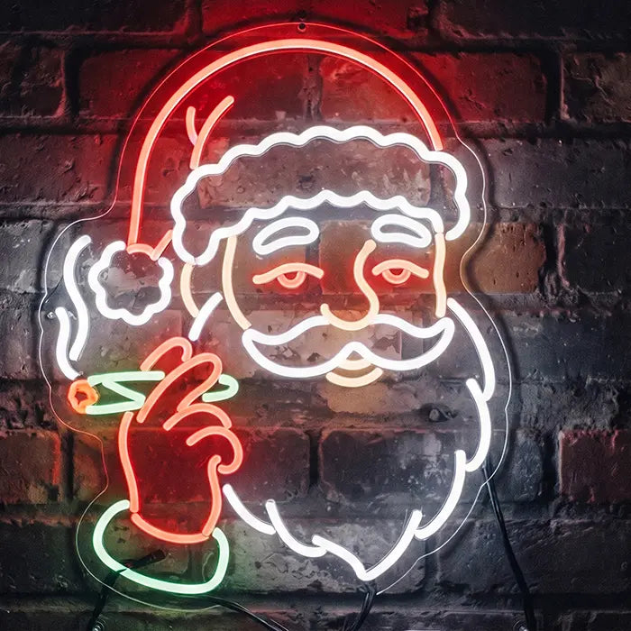 Stoner Santa Neon LED Sign – Dimmable with Remote | Funny Christmas Decor