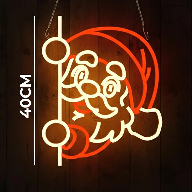Santa Claus Moderne Neon Kunst – Weihnachten Deko fürs Kinderzimmer
