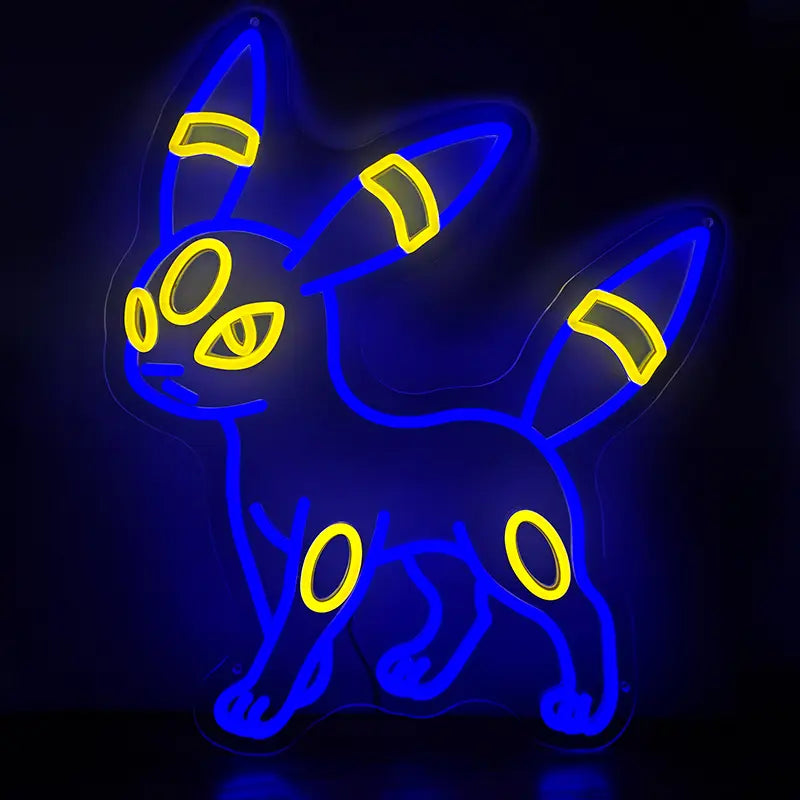 Nachtara Neon Schild blau-gelb – Pokémon Wanddeko fürs Schlafzimmer