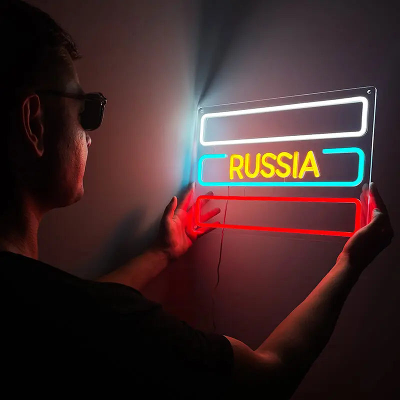 Russia Flexible LED Neonlicht – Wanddeko mit Streifen in Weiß Blau Rot