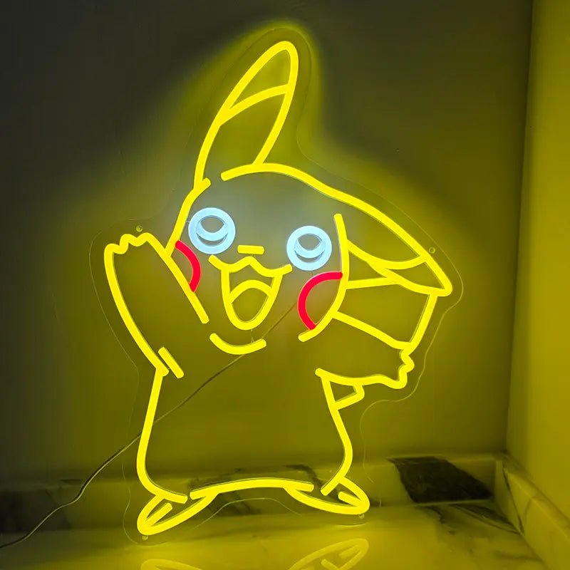 Pikachu Nachtlicht Kinderzimmer Neon Optik – Pokémon Wanddeko für Kids
