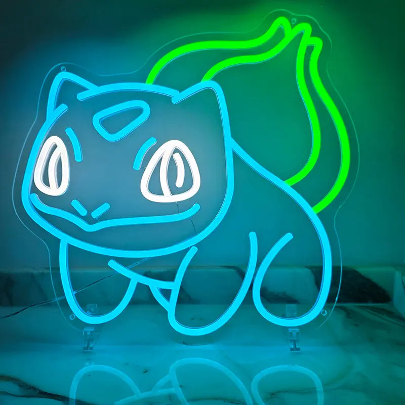Bisasam Pokémon Neon Geschenkidee – Bulbasaur LED Art für Fans