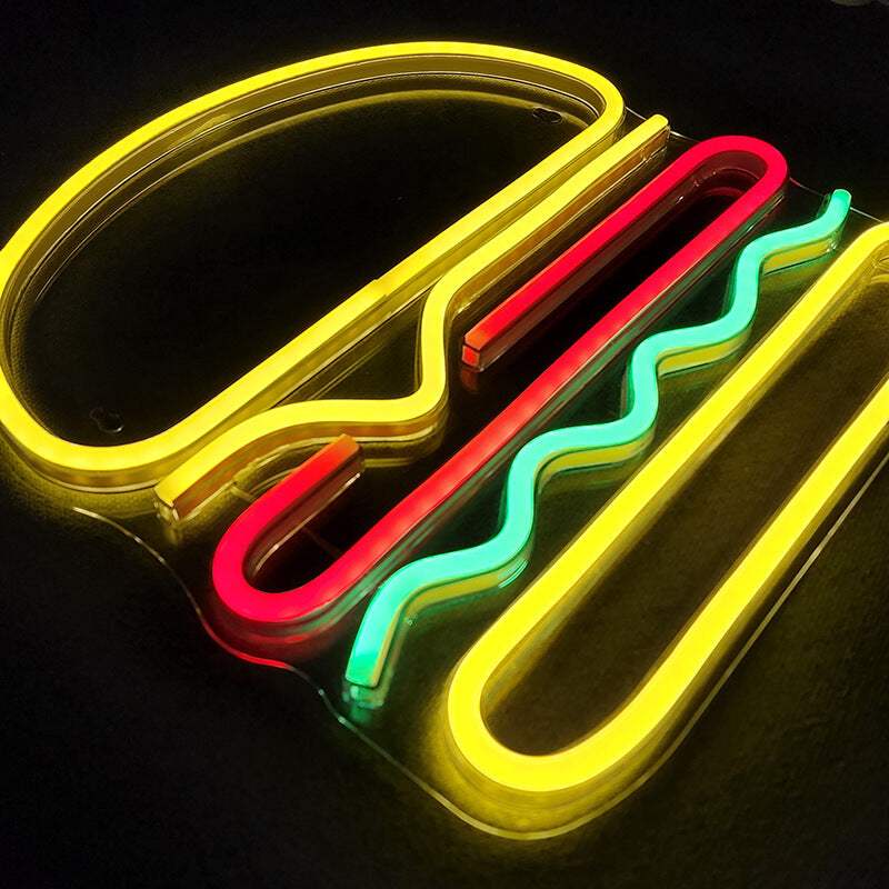 Burger Neon LED Schild – American-Style Food-Statement für Bars & Burgerläden
