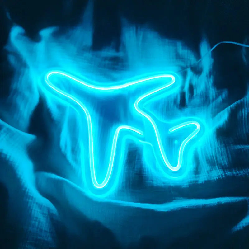 Flugzeug Neon LED Schild auf 6mm Acrylplatte – Modellbau Sammler Wanddeko