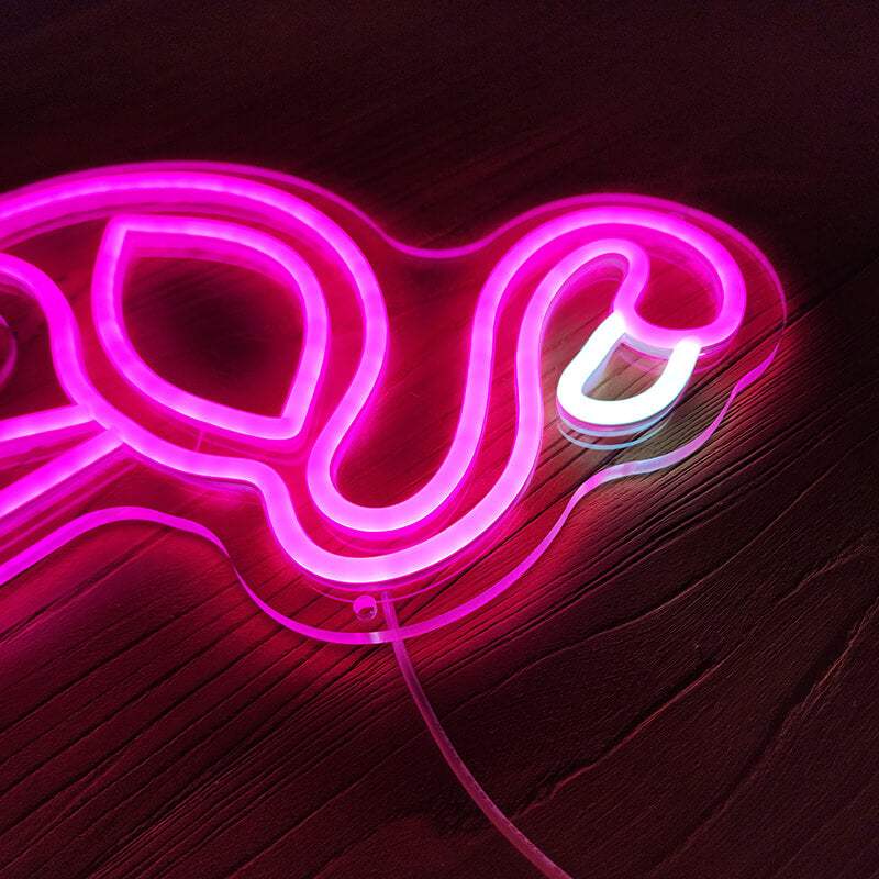 Flamingo Neon LED Schild dimmbar 9 Stufen USB – Cocktail Bar Beleuchtung