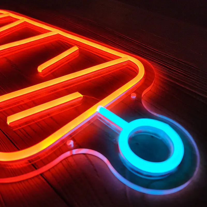 Dönerspieß Neon LED Schild auf 6mm Acrylplatte – Döner Bude Wanddeko