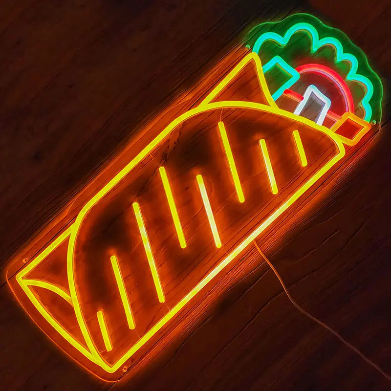 Wrap Neon LED Schild USB – Food Business Deko für Imbiss