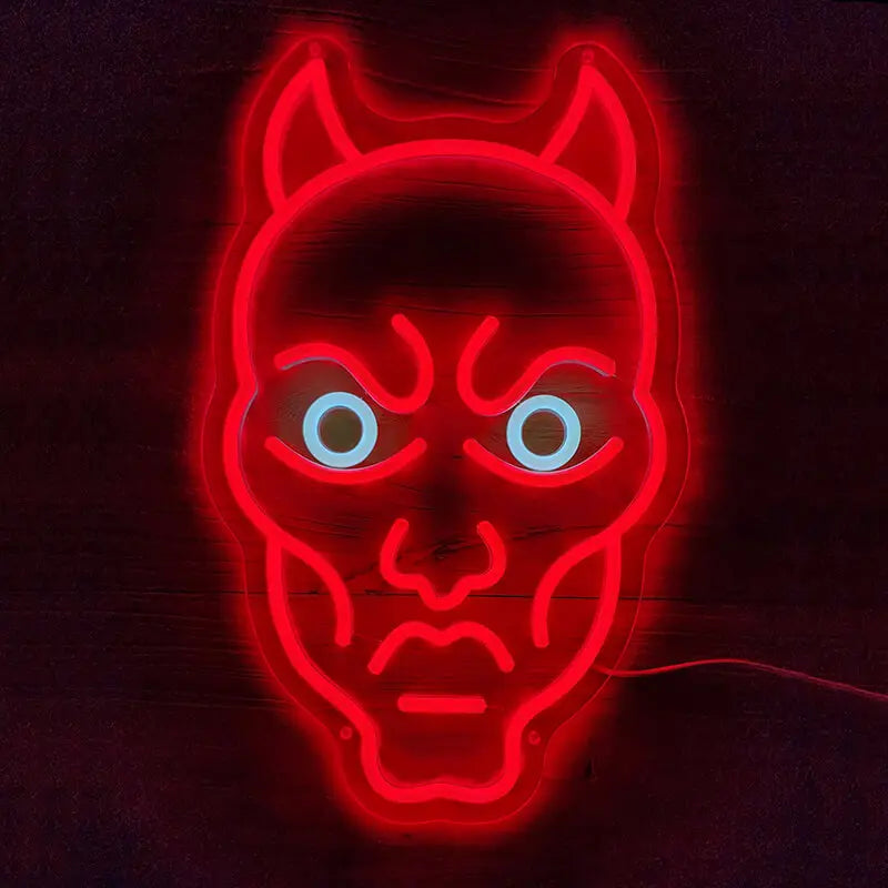 Hannya Maske Neon LED Schild – Kampfsport Dojo und Trainings Wanddeko