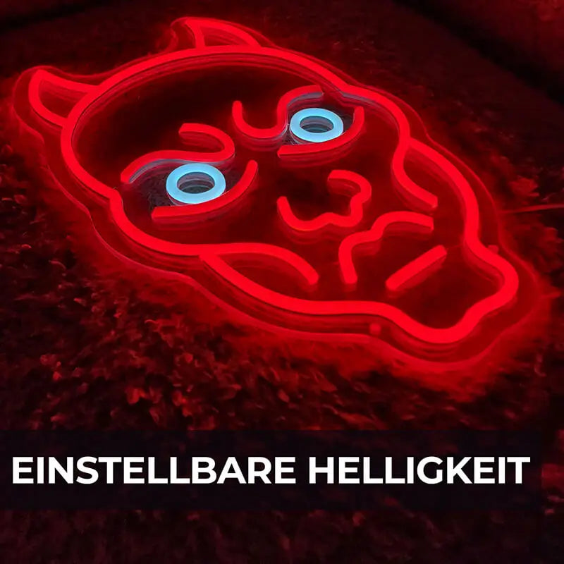 Hannya Maske Neon LED Schild dimmbar 9 Stufen USB – Tattoo Studio Beleuchtung