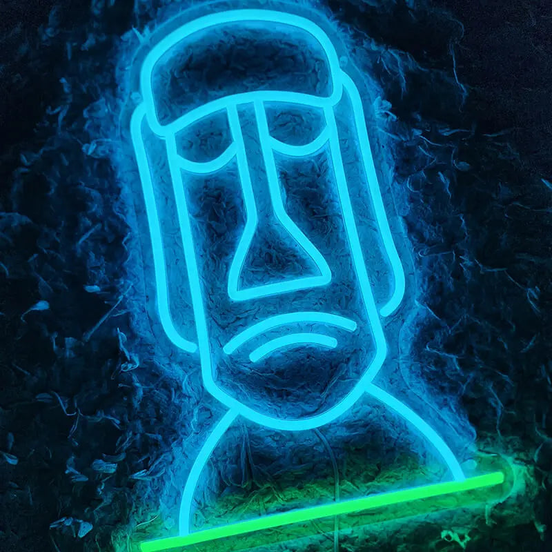 Moai Statue Leuchtschild – kultige Wanddeko fürs Büro