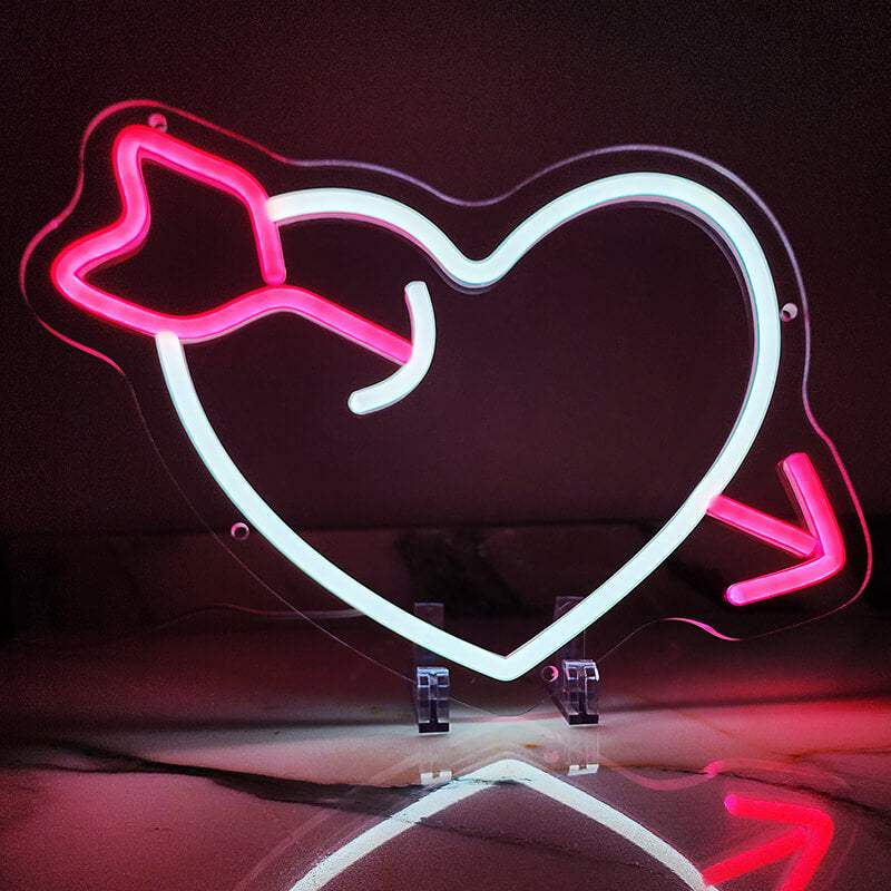 Herz mit Pfeil Neon LED Schild USB – romantische Schlafzimmer Wanddeko
