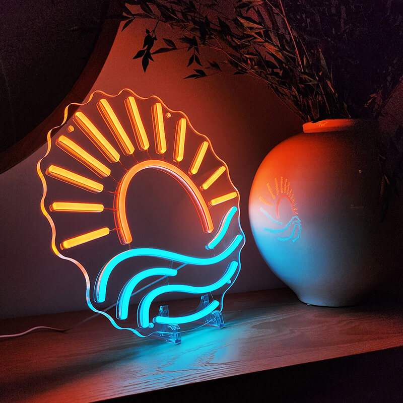 Sonnenuntergang LED Schild 6mm Acrylplatte – Strand Deko fürs Schlafzimmer