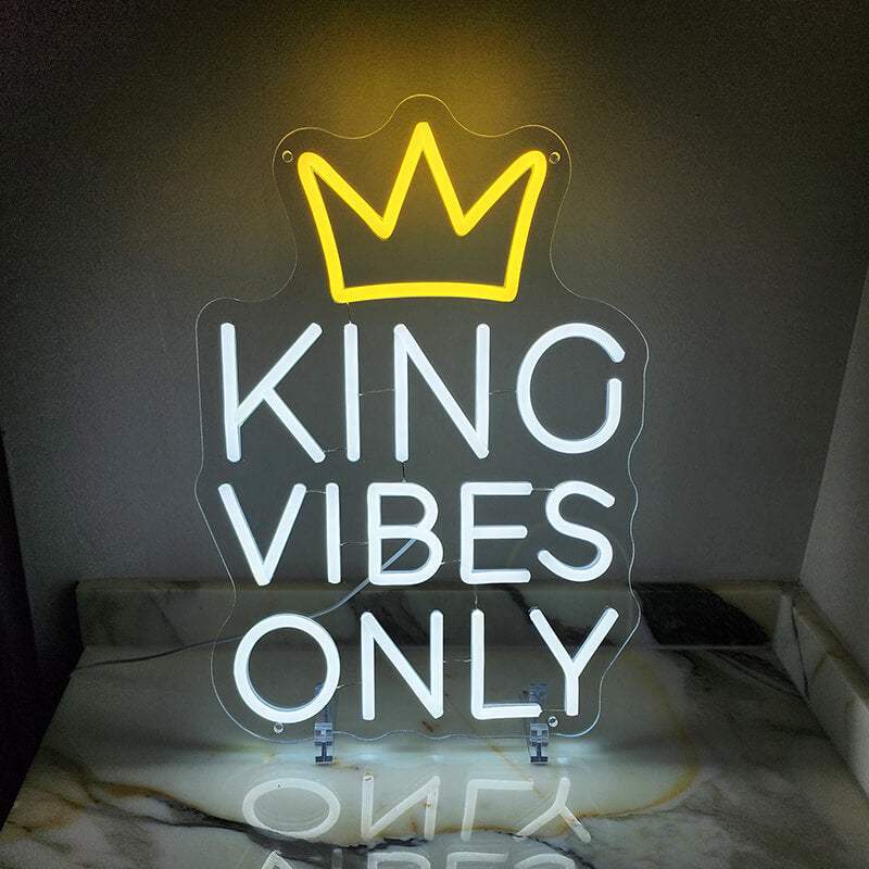 King Vibes Only Neon LED Schild handgefertigt – Vater Geschenk Idee Wanddeko