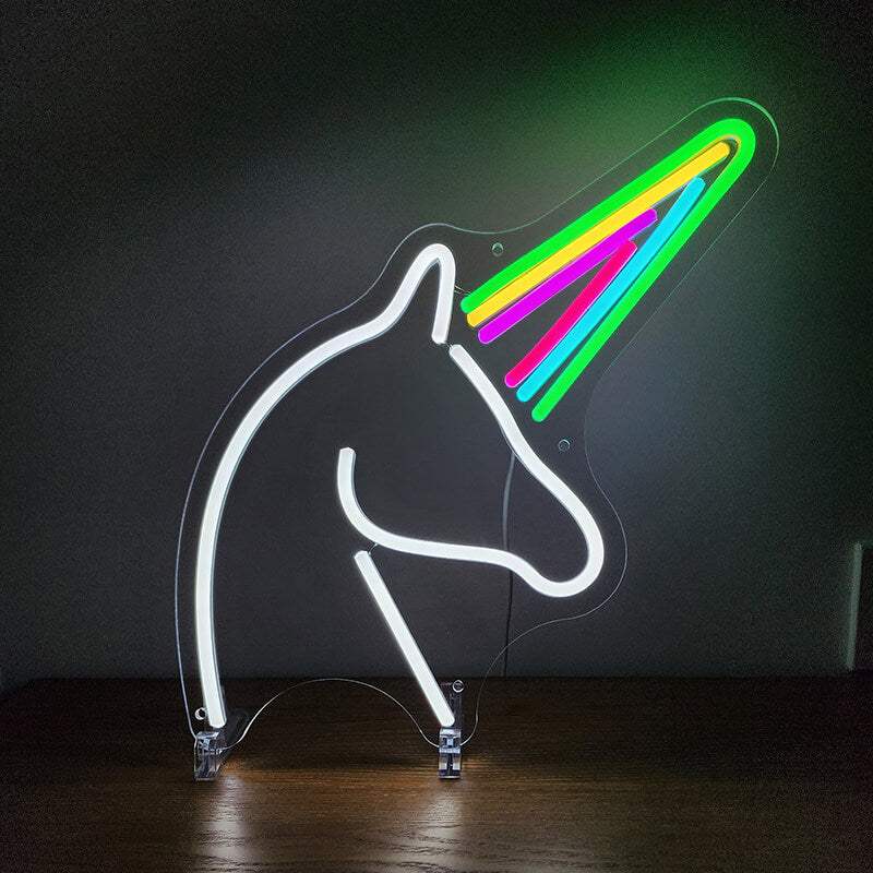 Einhorn Neon LED Schild USB – Kinderzimmer Kawaii Wanddeko