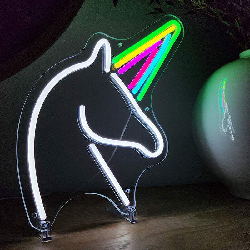 Einhorn Neon LED Schild – Mädchen Spielzimmer Wandleuchte