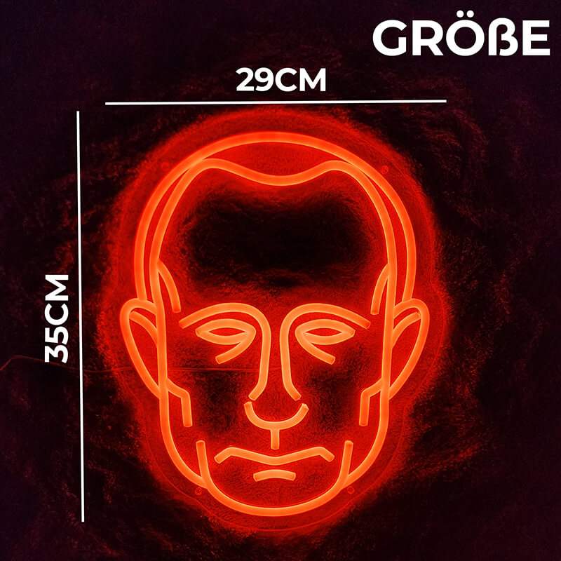 Putin Portrait Orange Neon LED – Geschenkidee für Ironie-Liebhaber