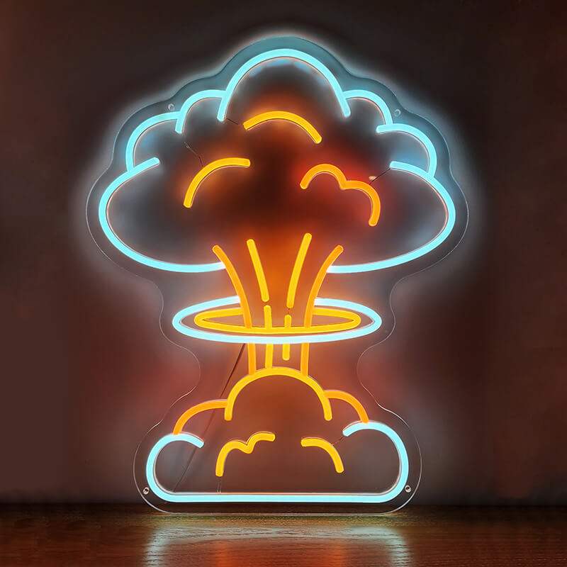 Atompilz Wolke Neon LED Schild USB – Statement Wanddeko in Pilzwolken-Form