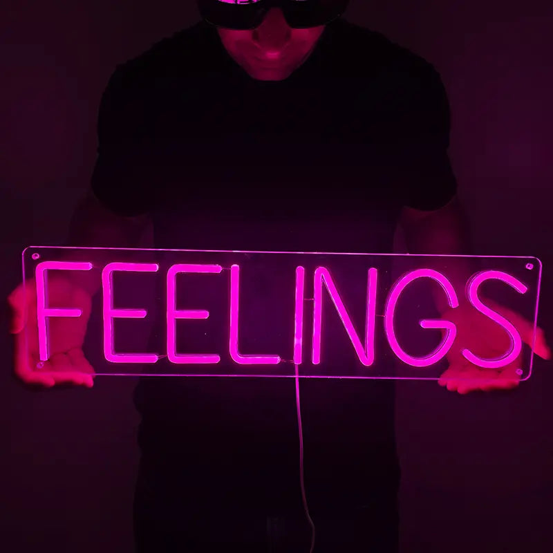 Feelings Neon LED Schild dimmbar 9 Stufen USB – Teenager Zimmer Beleuchtung