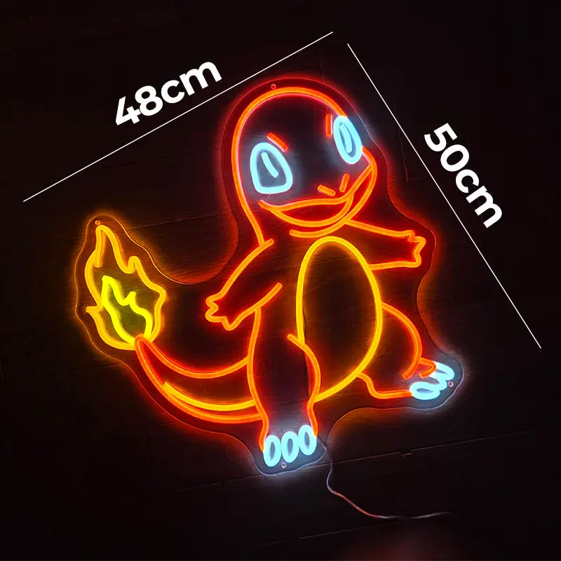 Glumanda Charmander Neon Sign – Wanddeko für Pokémon-Sammler