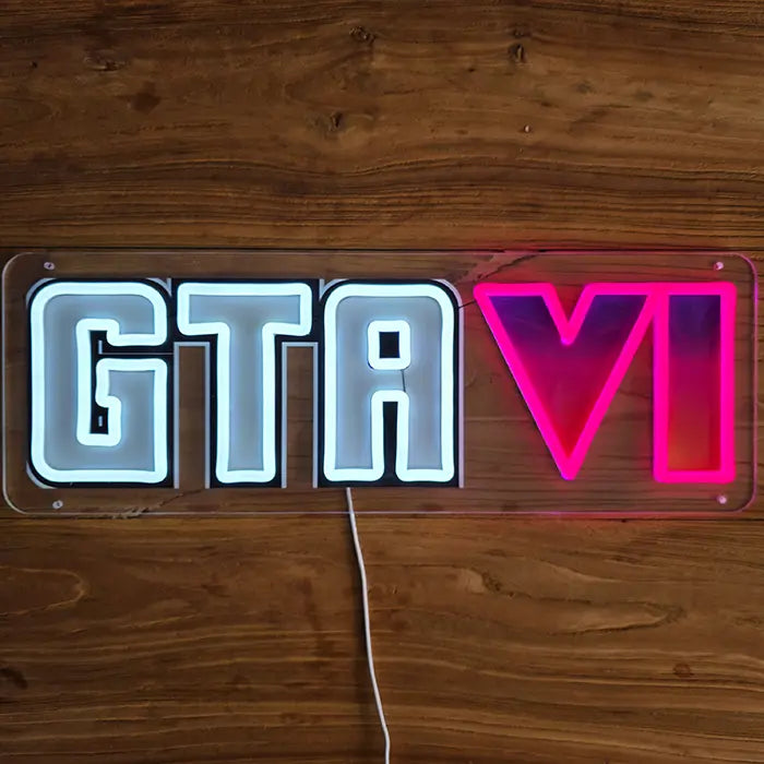 GTA VI Neon LED Schild – USB Leuchtschild | GTA 6 Gaming Deko