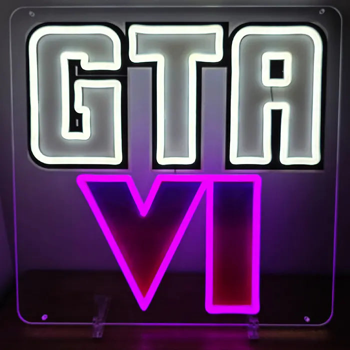 GTA 6 Fan Neon LED Schild – USB Leuchtschild | GTA VI Gaming Wanddeko