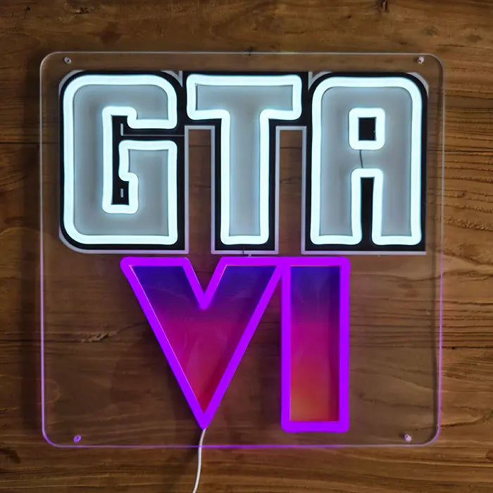 GTA 6 Fan Neon LED Schild – USB Leuchtschild | GTA VI Gaming Wanddeko