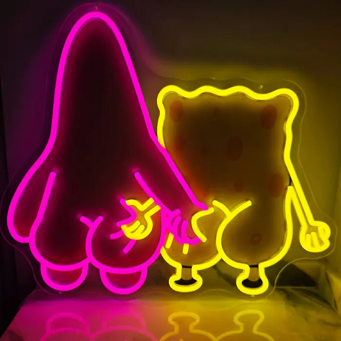 Best Friends Neon LED Sign – Dimmable with Remote | SpongeBob Wall Decor