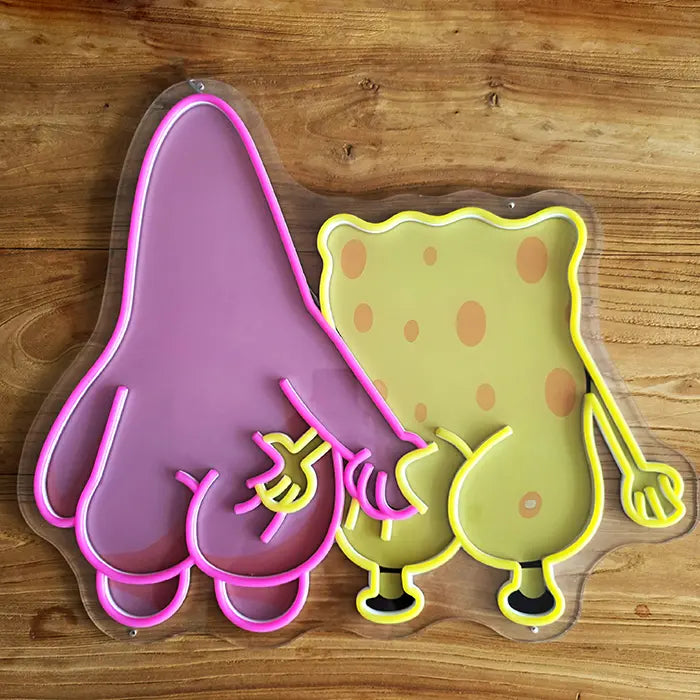 Best Friends Neon LED Sign – Dimmable with Remote | SpongeBob Wall Decor