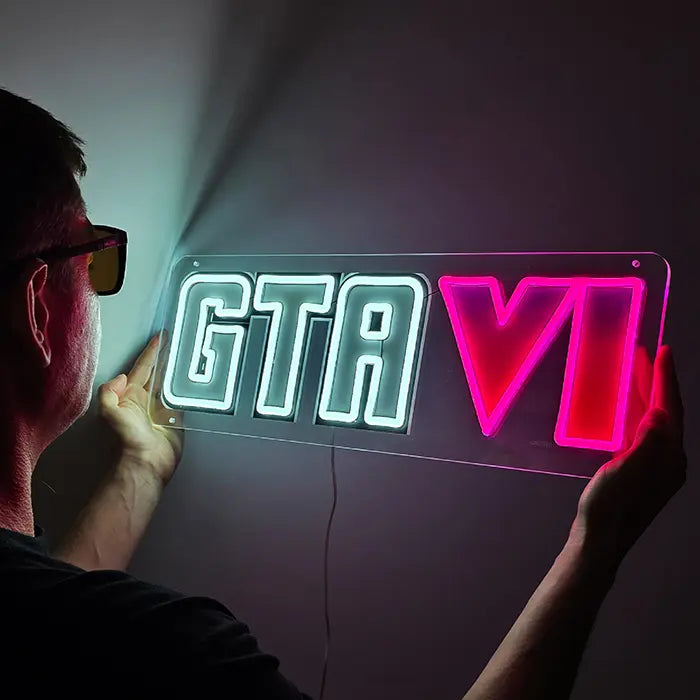 GTA VI Neon LED Schild – USB Leuchtschild | GTA 6 Gaming Deko