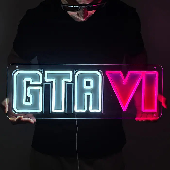 GTA VI Neon LED Schild – USB Leuchtschild | GTA 6 Gaming Deko