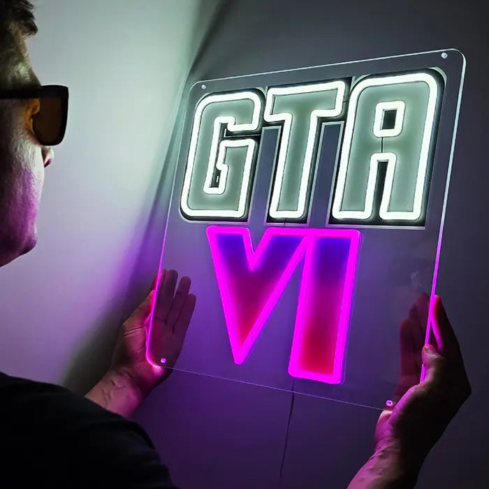 GTA 6 Fan Neon LED Schild – USB Leuchtschild | GTA VI Gaming Wanddeko