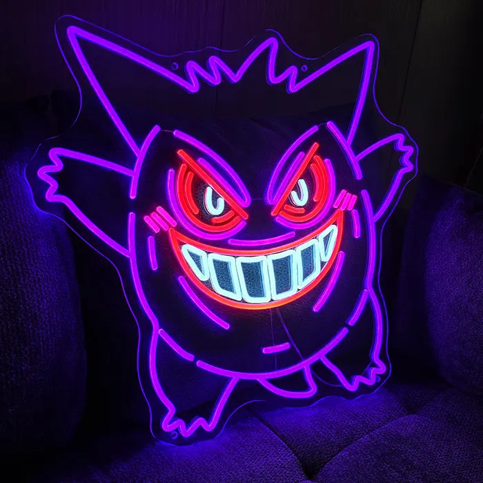 Pokémon Gengar neonová LED cedule – stmívatelná dálkovým ovladačem | Pokémon herní dekorace