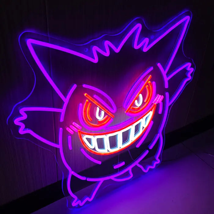 Pokémon Gengar neonová LED cedule – stmívatelná dálkovým ovladačem | Pokémon herní dekorace