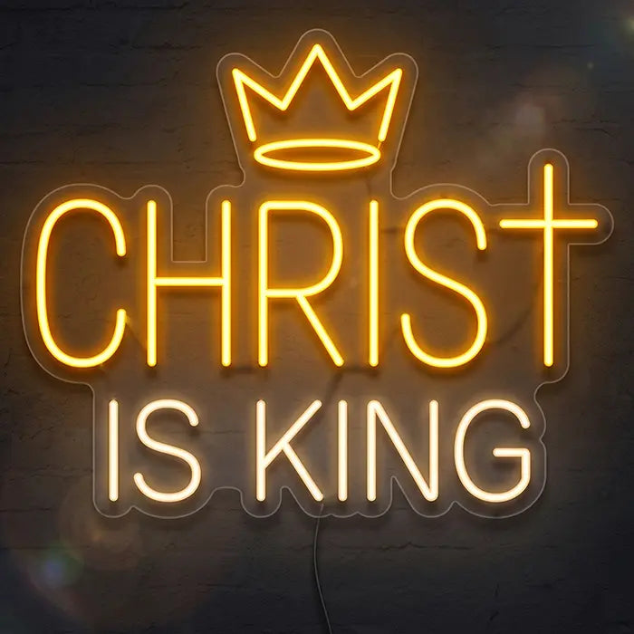 Christ is King Set Neon LED Sign – 7 Designs, USB or 12V | Christian Decor