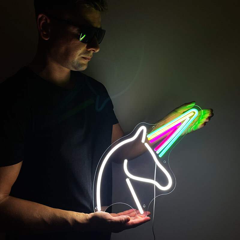 Einhorn Neon LED Schild beleuchtet in Pink – Mädchenzimmer Traumlicht