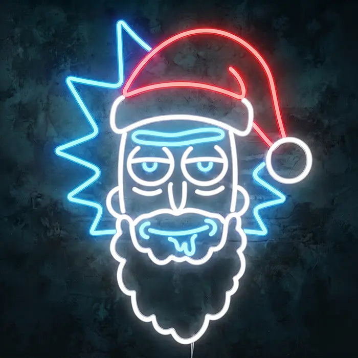 Santa Rick Neon LED Sign – Dimmable with Remote | Rick and Morty Christmas Decor