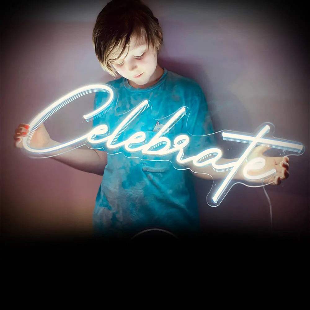 Celebrate Neon LED Schild beleuchtet – Feier-Statement als USB-Leuchtschild