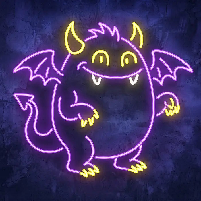 Pummel-Monster Neon LED Schild – Dimmbar mit Fernbedienung | Monster Kinderzimmer Deko