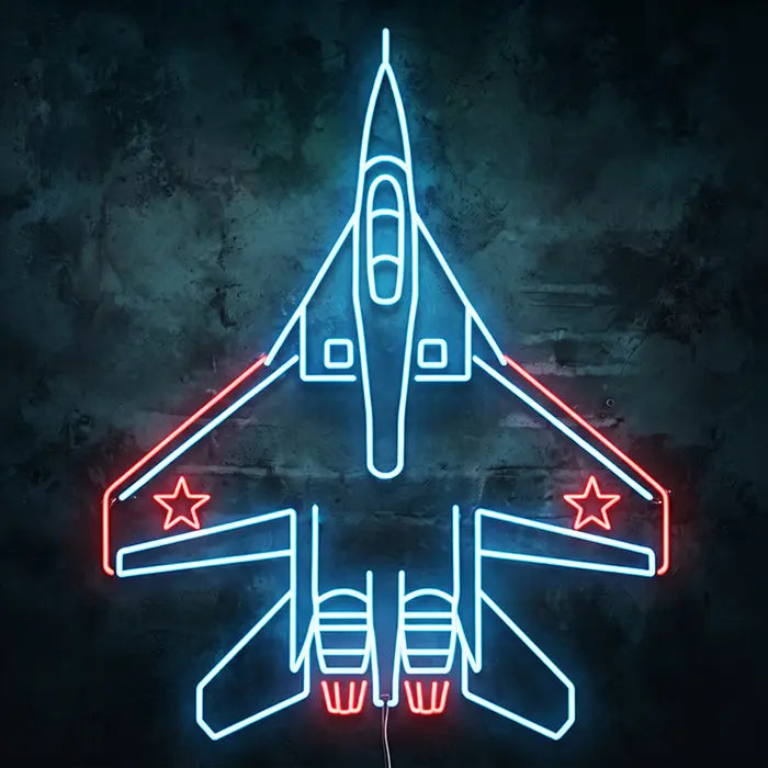 MiG-29 Fighter Jet Set Neon LED Sign – 4 Designs, Dimmable | Aviation Decor
