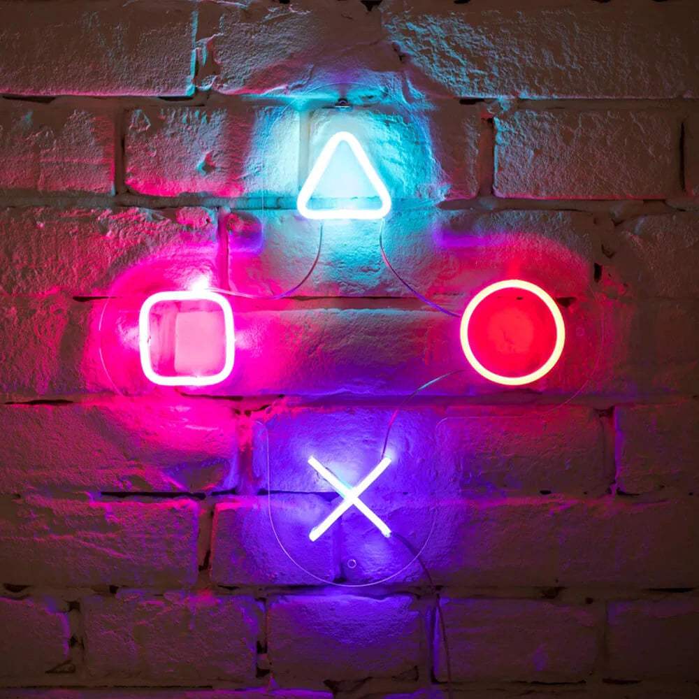 Controller Buttons Neon LED Schild USB – Playstation Gaming Wanddeko