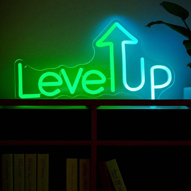 Level Up Neon Sign – Wanddeko für Gaming-Zimmer und Jugendzimmer