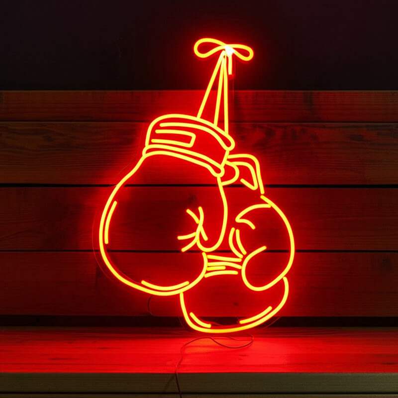 Boxhandschuhe Neon LED Schild 12V – Sport Wanddeko für Boxer und Kampfsportler