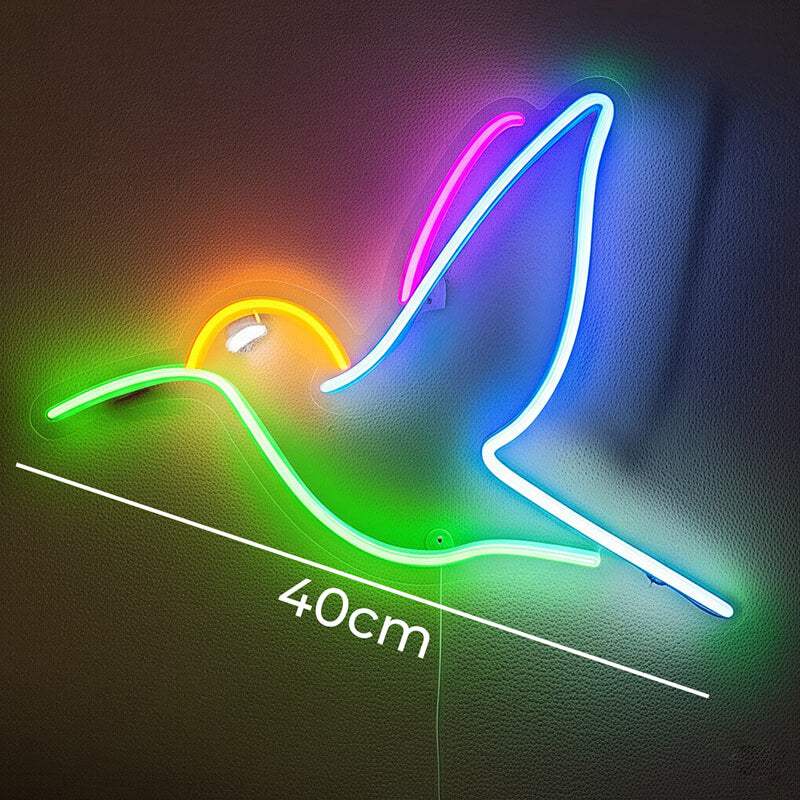 Kolibri Vogel Neon LED Schild auf 6mm Acrylplatte – Spa und Wellness Studio Deko