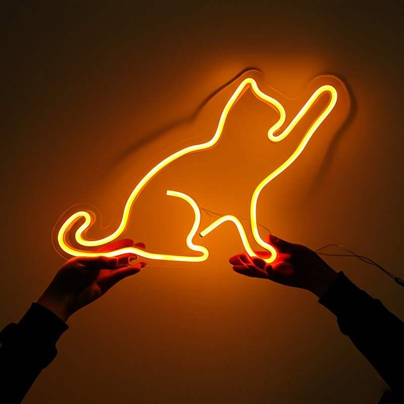 Katze Neon LED Schild beleuchtet – Mädchenzimmer und Schlafzimmer Deko
