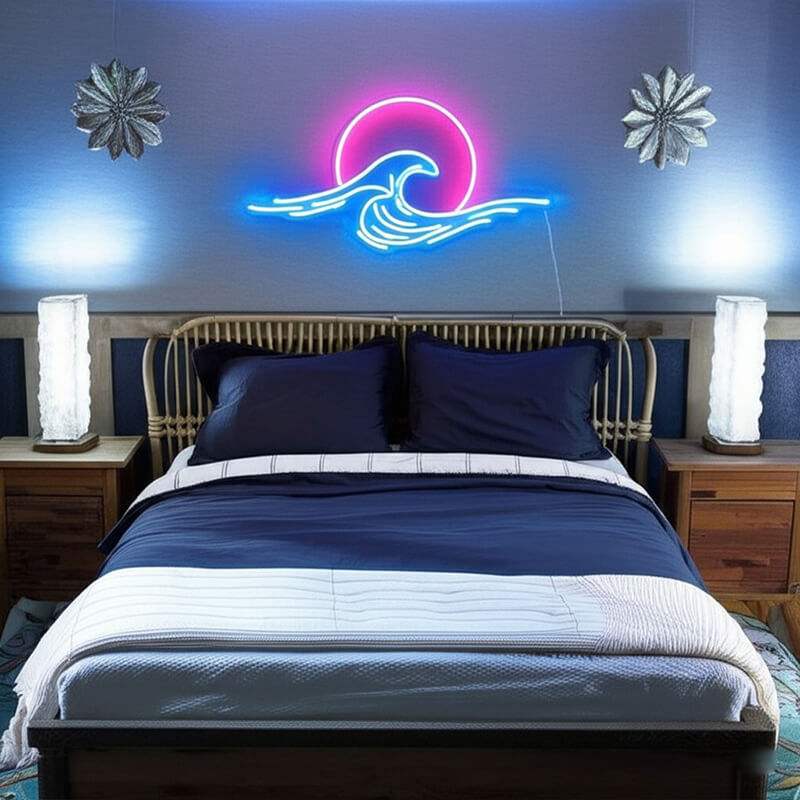 Japanisches Meer Neon LED Schild auf 6mm Acrylplatte – Bonsai und Asia Garten Deko
